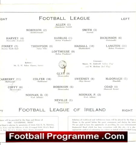 Football League v Ireland Football League 1951 – at Everton