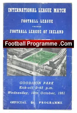 Football League v Ireland Football League 1951 – at Everton