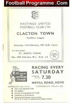 Hastings United v Clacton Town 1961