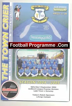 Leek Town v Guiseley 2004 - football programme