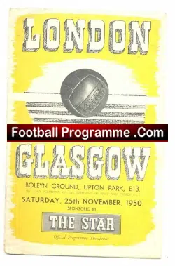 London v Glasgow 1950 – at Upton Park West Ham