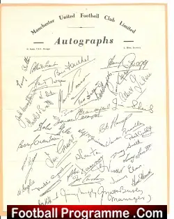 Manchester United Team Autographs Sheet 1959