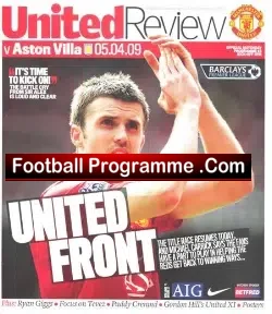 Manchester United v Aston Villa 2009 - football programme