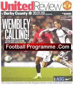 Manchester United v Derby County 2009 - League Cup Semi Final - football programme