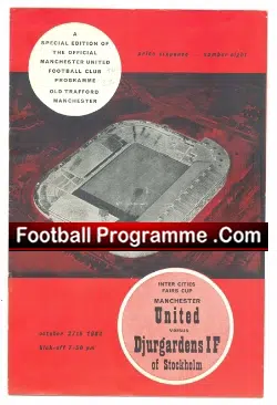 Manchester United v Djurgardens 1964 - Fairs Cup - George Best - football programme