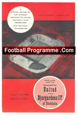 Manchester United v Djurgardens 1964 - Fairs Cup - George Best - football programme