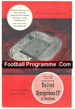 Manchester United v Djurgardens 1964 - Fairs Cup - George Best - football programme