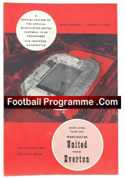 Manchester United v Everton 1965 - Fairs Cup Match - football programme