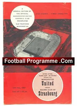 Manchester United v Strasbourg 1965 - Fairs Cup - football programme