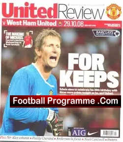 Manchester United v West Ham United 2008 - football programme