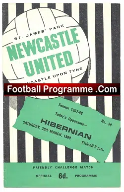Newcastle United v Hibernian Hibs 1968
