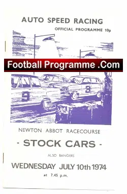 Newton Abbot Stock Car Programme 1974 - Driver Of The Year - stock car racing programme