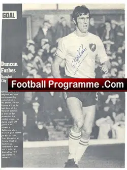 Norwich City Duncan Forbes Signed Picture 1970