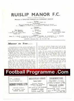 Ruislip Manor v Tring Town 1960’s
