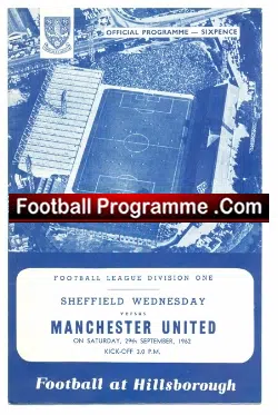 Sheffield Wednesday v Manchester United 1962 - football programme