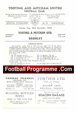 Tooting Mitcham United v Bromley 1958