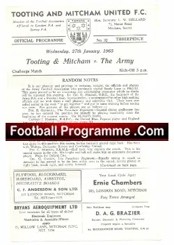 Tooting Mitcham United v The Army 1965