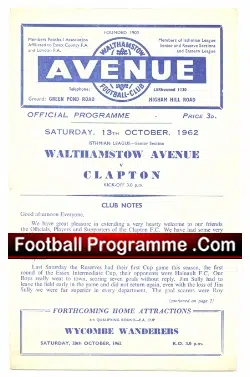 Walthamstow Avenue v Clapton 1962