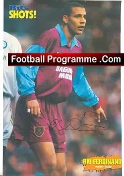 West Ham United Rio Ferdinand Autograph + Mark Schwarzer 1997 - football programme