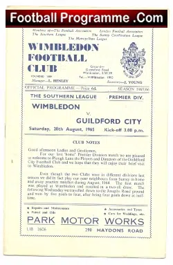 Wimbledon v Guildford City 1965