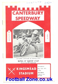 Canterbury Speedway 1973 King O Kent Cup
