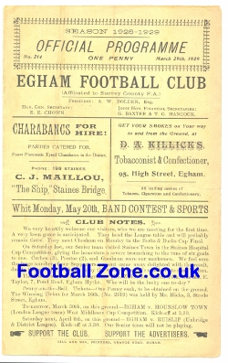 Egham v Aylesbury United 1929 – Rare 1920’s Football Programme