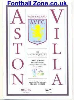 Aston Villa v FH Hafnarfjordur 2008 UEFA Cup Qualifying