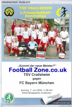Germany TSV v Bayern Munich Ladies Football Programme 2009 Women