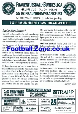 Germany Praunheim Ladies Football Programme 1996 - Lady Frauen