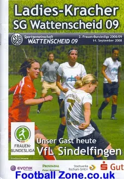 Germany Wattenscheid Ladies Football Programme 2008 Womens