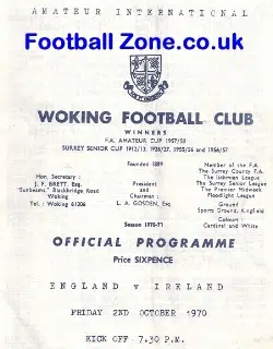 England v Ireland 1970 – at Woking
