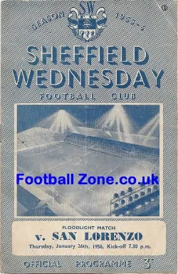 Sheffield Wednesday v San Lorenzo 1956 – Floodlights Buenos Aire