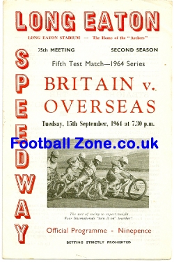 Great Britain Speedway v Overseas 1964 – at Long Eaton