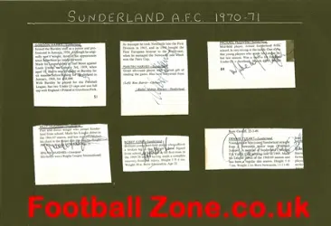 Sunderland FC Signed Mounted Card 1970-71 + Dennis Tueart