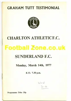 Graham Tutt Benefit Match Testimonial Charlton Athletic 1977