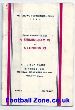 Vic Crowe Testimonial Benefit Match Birmingham City 1963