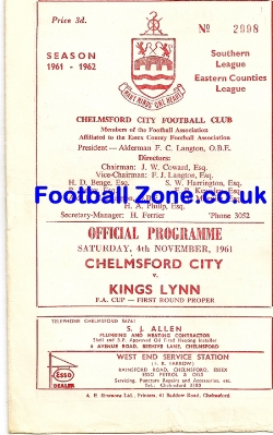 Chelmsford City v Kings Lynn 1961 – FA Cup