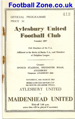 Aylesbury United v Maidenhead United 1963 – Senior Cup QF