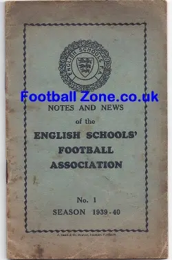English School Football Association Notes News Book 1939 - 1940