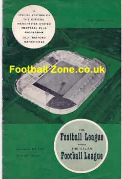 Football League v Italy Football League 1961 – at Man Utd 3