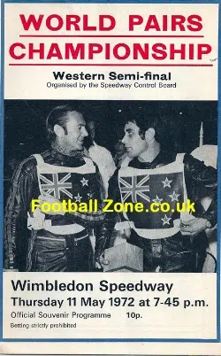 Wimbledon Speedway World Pairs Championship 1972