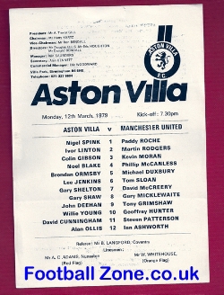Aston Villa v Manchester United 1978 – Reserves Match