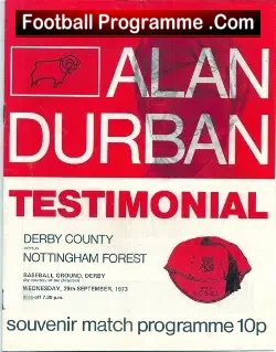Alan Durban Testimonial Benefit Game Derby County 1973 - football programme