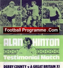 Alan Hinton Testimonial Benefit Match Derby County 1976 - football programme