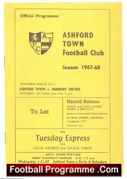 Ashford Town v Banbury United 1967