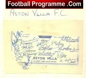 Aston Villa Autographs Massie + Graham + Moss + others 1947 48