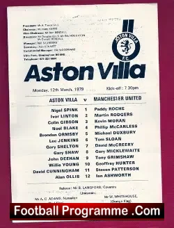Aston Villa v Manchester United 1978 – Reserves Match