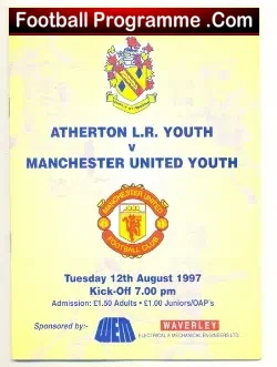 Atherton v Manchester United 1997 - Youth Match - football programme