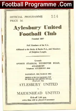 Aylesbury United v Maidenhead United 1963 – QF Senior Cup