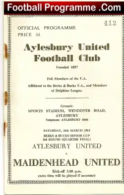 Aylesbury United v Maidenhead United 1963 – Senior Cup QF